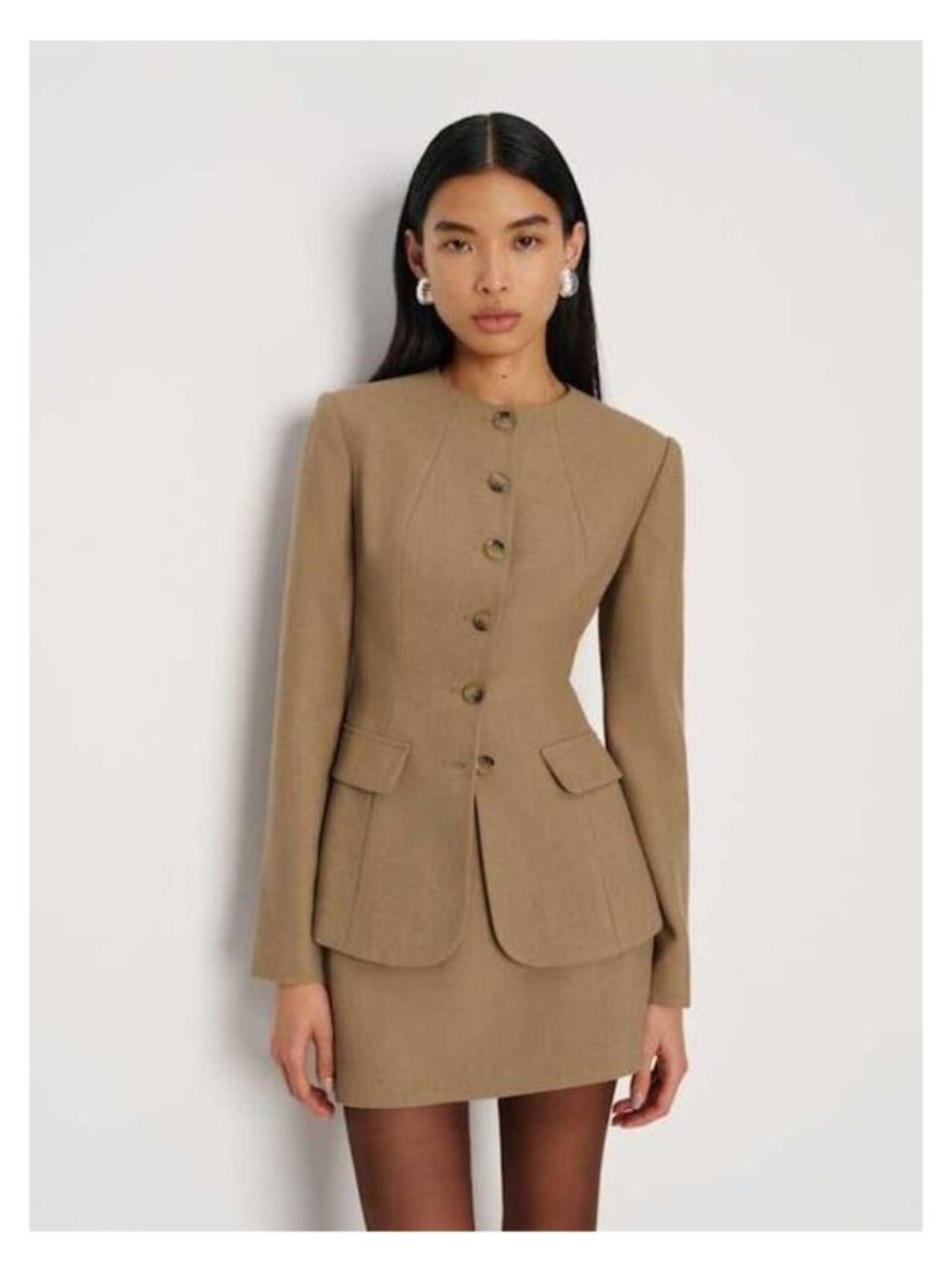 REFORMATION Brown Georgia Blazer Skirt Set Size 4 NEW NWT